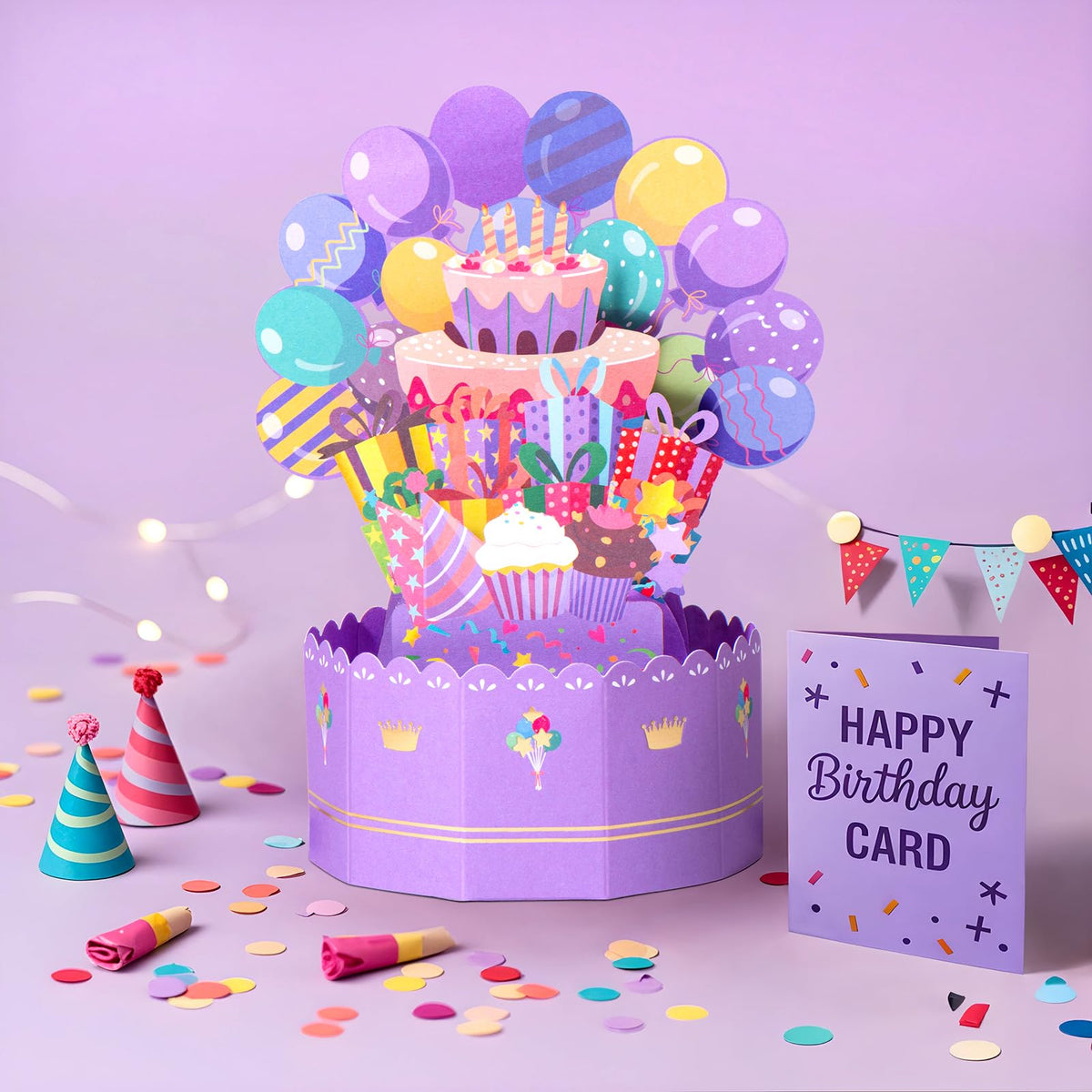 ITABLETAS 3D pop-up greeting card interior view for adding a personal birthday message