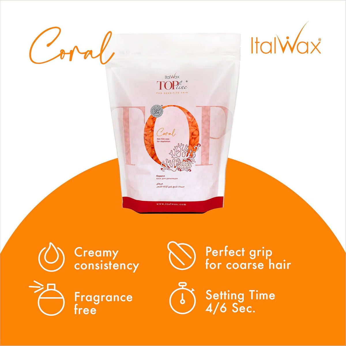 Italwax Coral closeup beads texture demonstrating easy melting and control