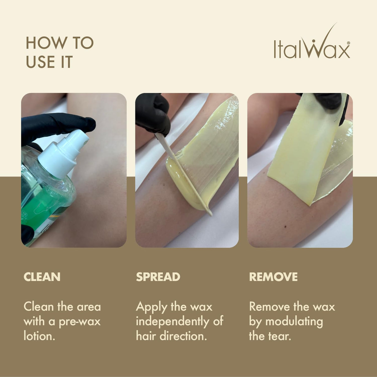 Italwax on wooden spatula ready to apply for precise spreading benefit