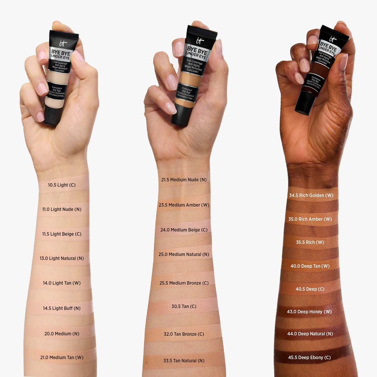 IT Cosmetics before and after under-eye comparison showing visible coverage improvement