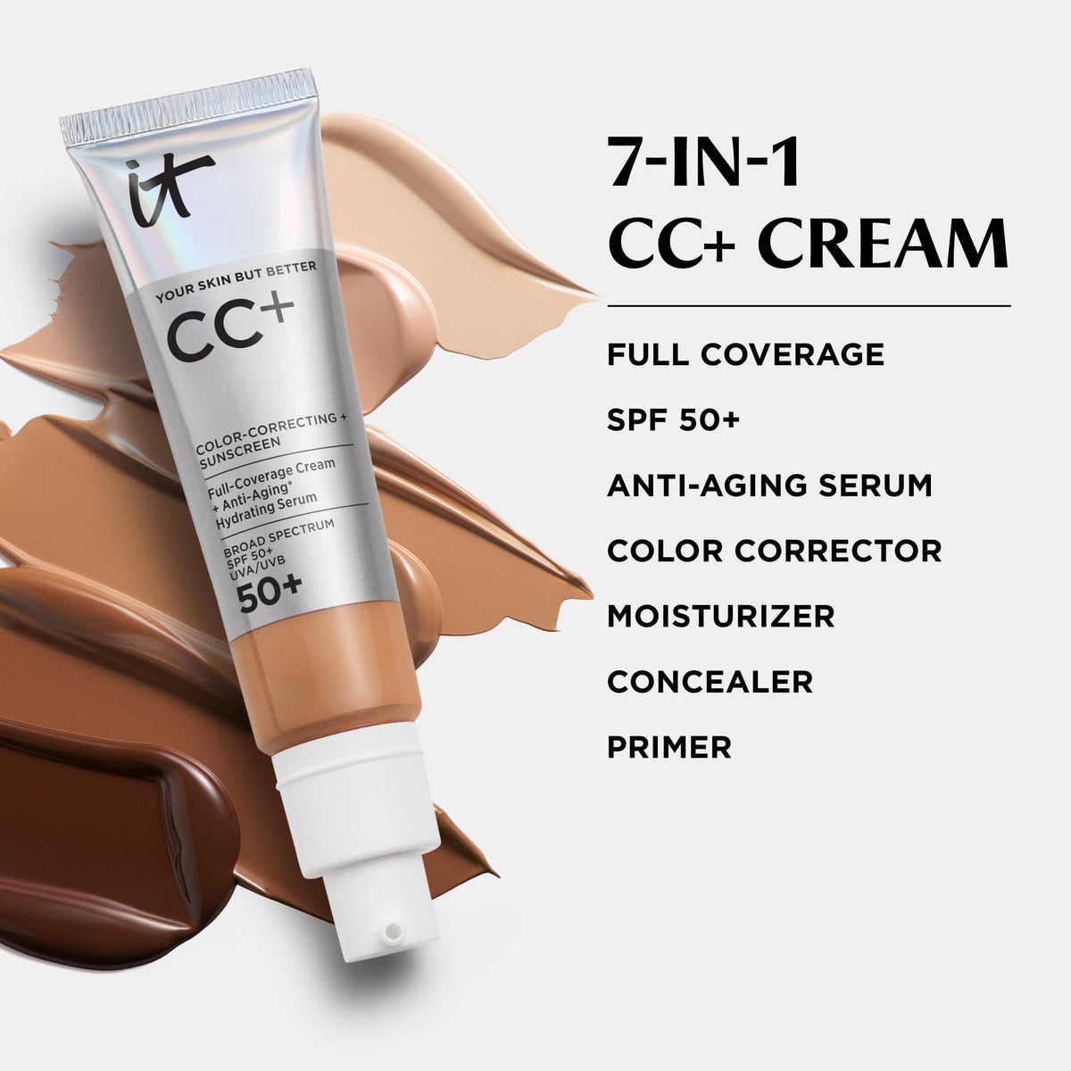 IT Cosmetics CC+ on bathroom counter staged in daily routine setting