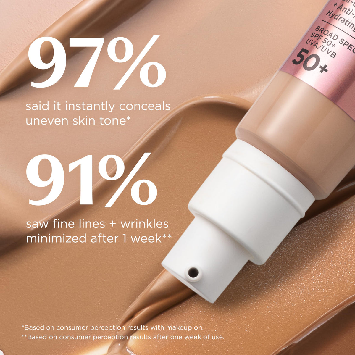 IT Cosmetics model wearing Neutral Tan showing natural radiant everyday finish
