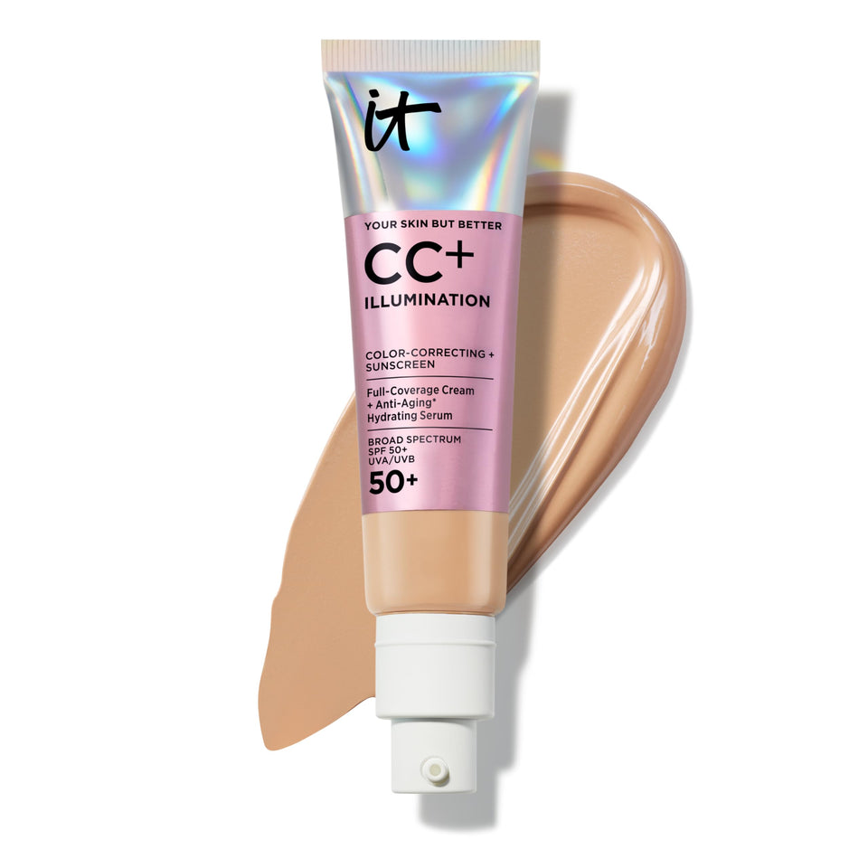 IT Cosmetics front tube of CC+ Cream Illumination showing packaging and benefits