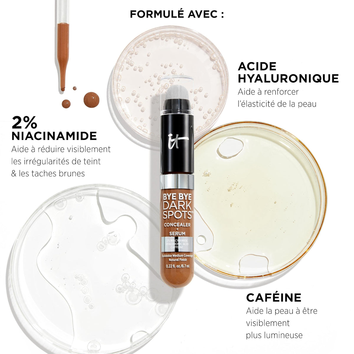 IT Cosmetics concealer applied under model eye demonstrating medium coverage and natural finish
