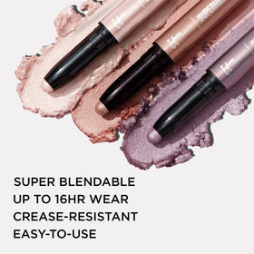 IT Cosmetics swatch of Super Slate on arm demonstrating blendable metallic payoff