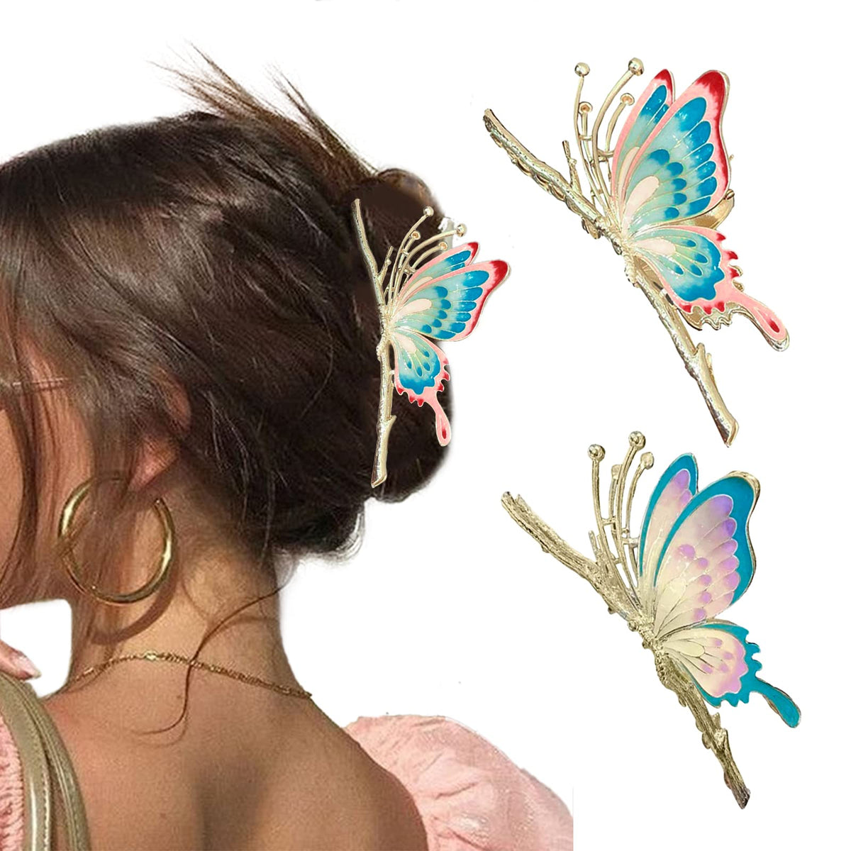 ITingstere front view of metal butterfly clip showing elegant sparkle and shape, stylish accent