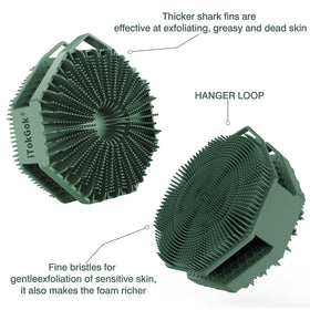 iTokGok in shower creating lather with body wash for deeper clean