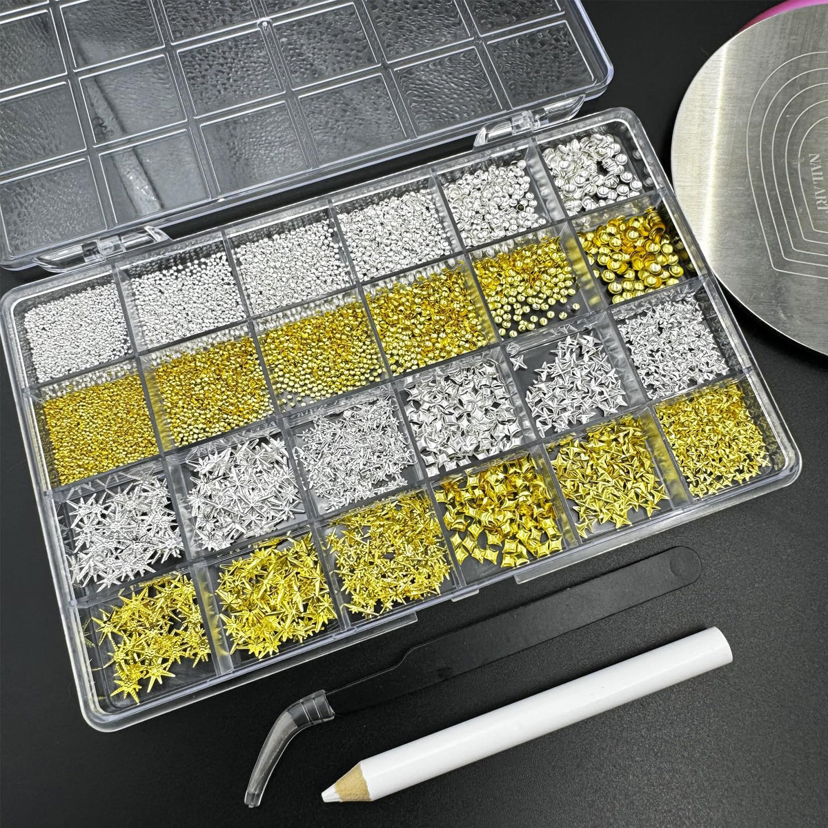 ITPOYOL detail texture shine of pearls and stars showing glossy durable finish