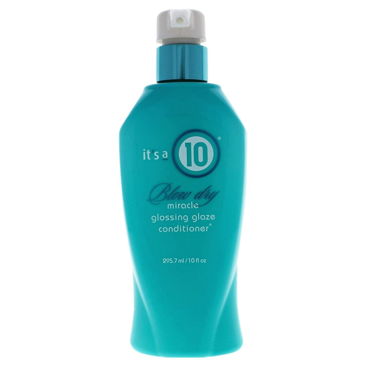 It's a 10 front packaging showing glossy conditioner and salon-ready shine