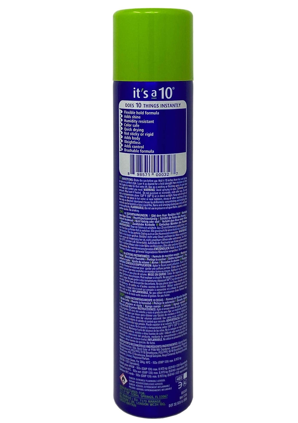 It's a 10 close-up of nozzle and spray texture for even quick-drying hold