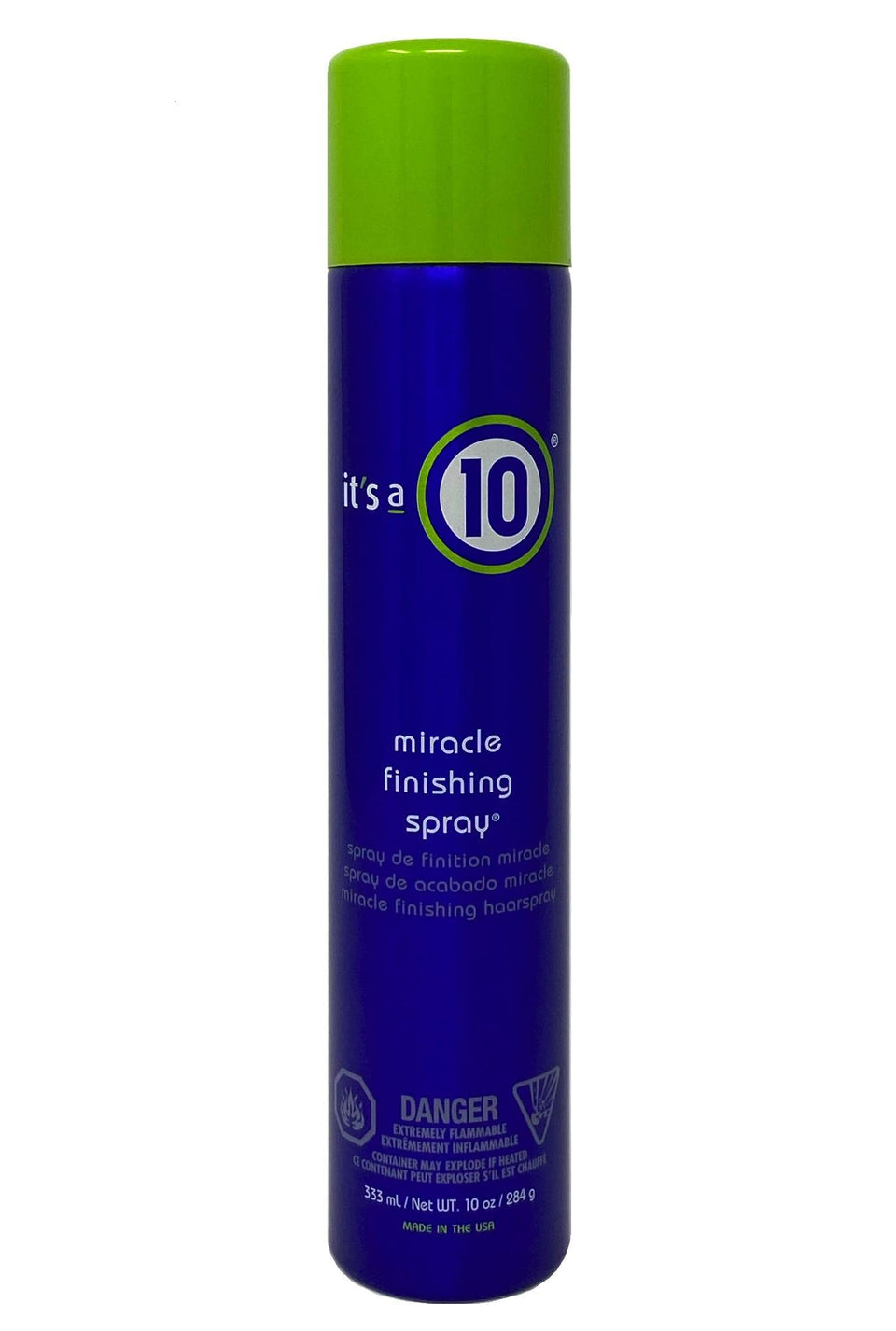 It's a 10 front packaging showing bottle and benefits for glossy finish