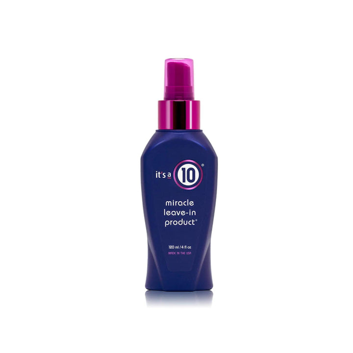 It's A 10 front bottle 4 oz showing compact travel-friendly packaging and benefits
