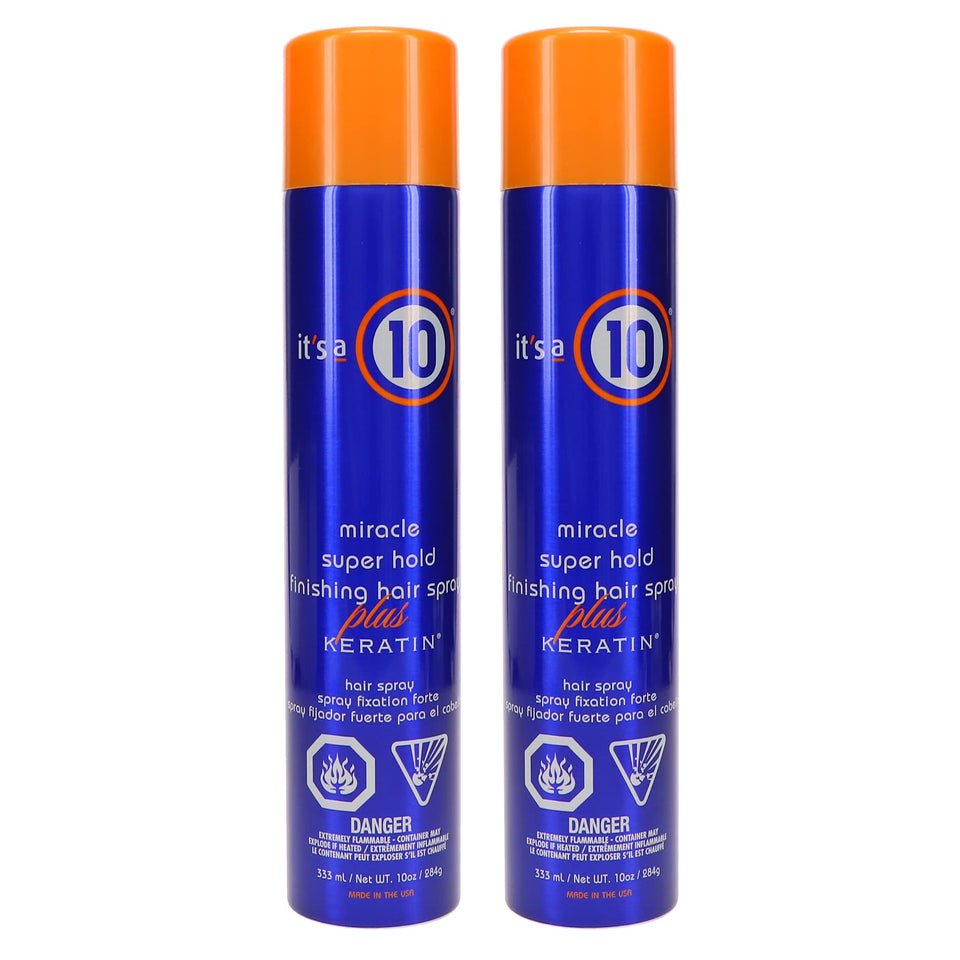 it's a 10 front view of two 10 oz cans showing product and hold benefit