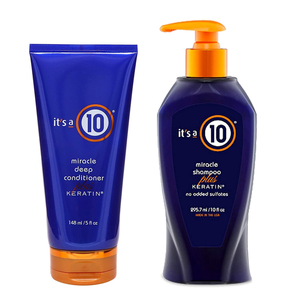 It's a 10 duo front-pack showing shampoo and conditioner for stronger, shinier hair