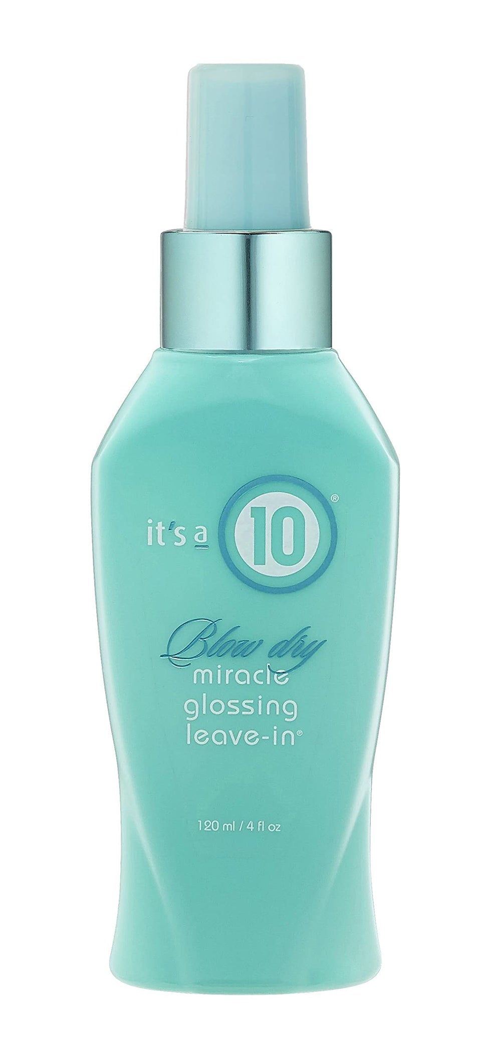 It's a 10 front bottle shot showing compact 4 oz packaging and glossy finish benefit