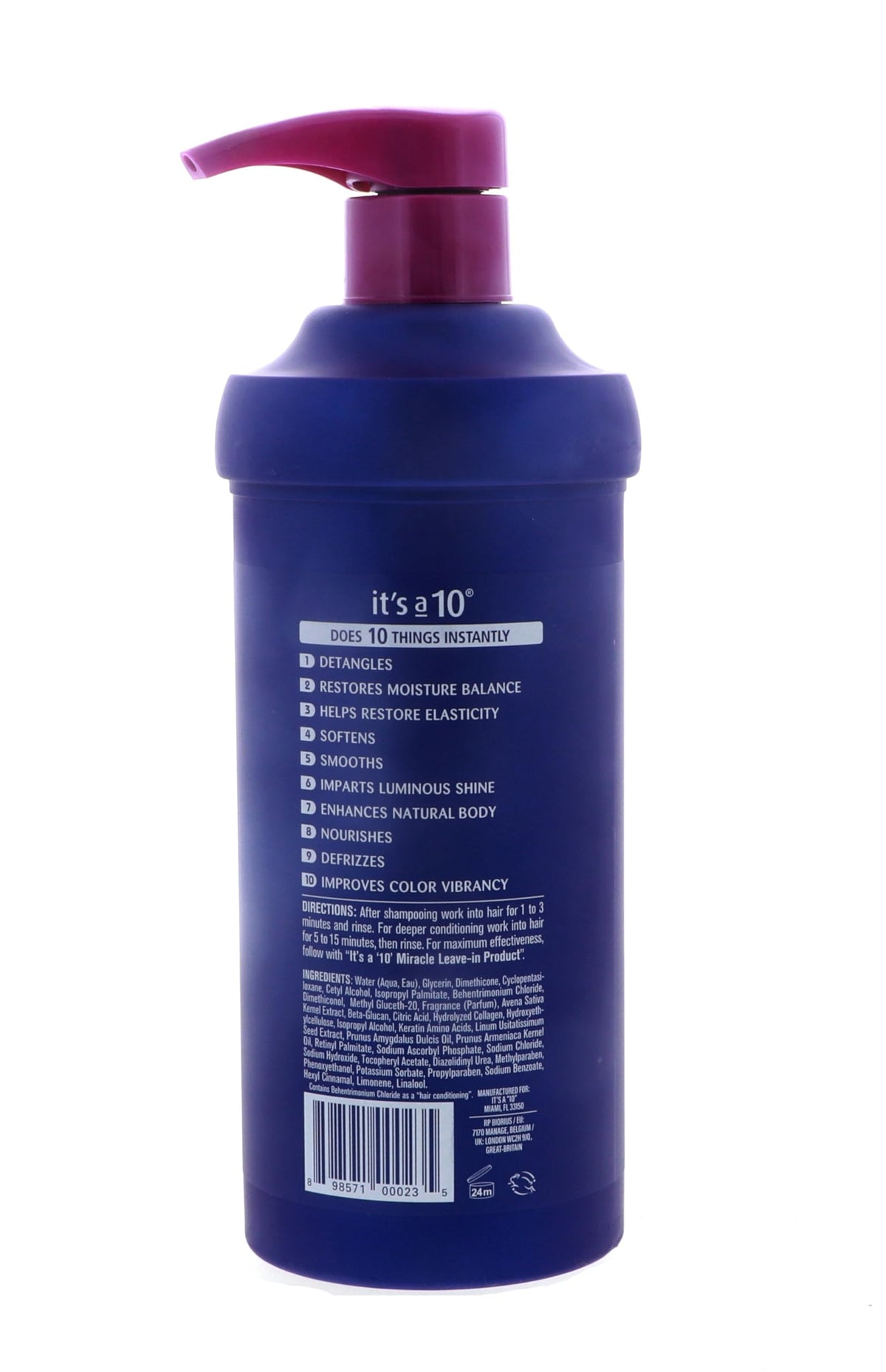 It's a 10 jar back label showing key ingredients and directions