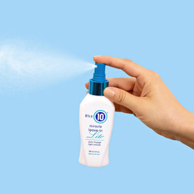 It's A 10 spray texture closeup producing fine mist for even, weightless coverage