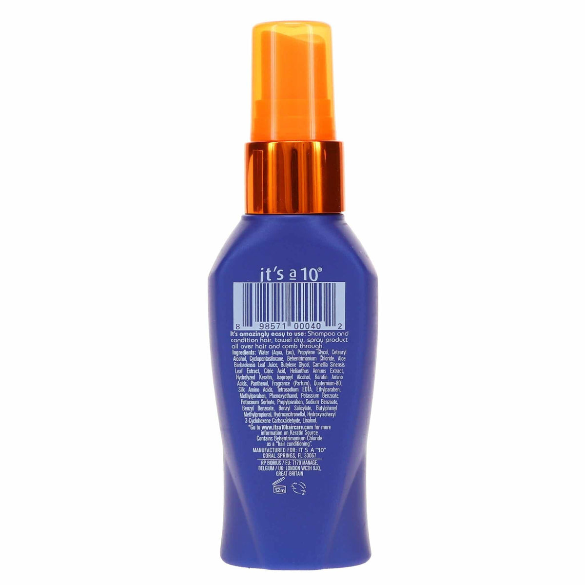 It's A 10 leave-in being sprayed onto damp hair demonstrating easy detangling