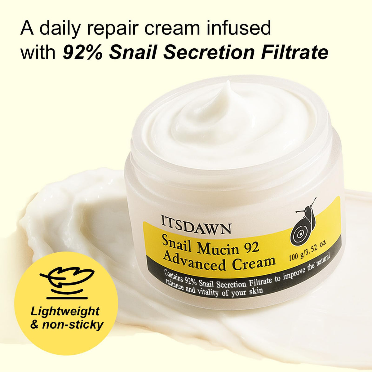 ITSDAWN cream on hand demonstrating lightweight spread and hydration