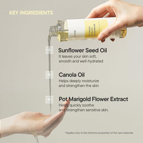 IUNIK label detail showing calendula and jojoba ingredients clearly