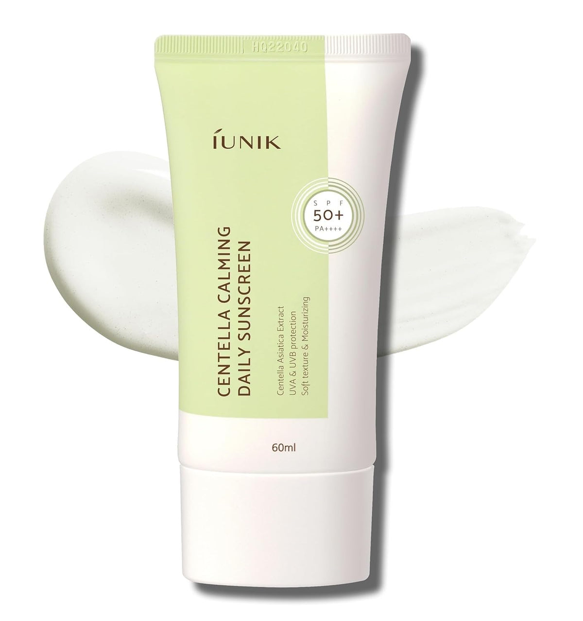 IUNIK front tube of Centella Calming Moisture Daily Sunscreen showing packaging and SPF benefit