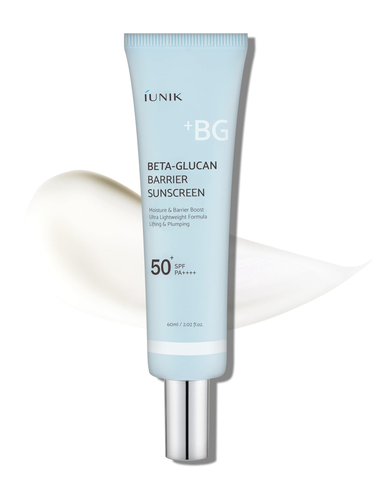 IUNIK front packaging showing SPF 50+ benefits and clean design