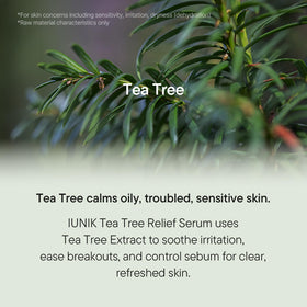 IUNIK ingredients label showing tea tree and centella extracts for clarity