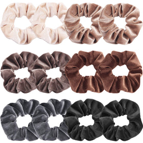 IVARYSS front packaging showing 12 neutral velvet scrunchies and value pack benefit