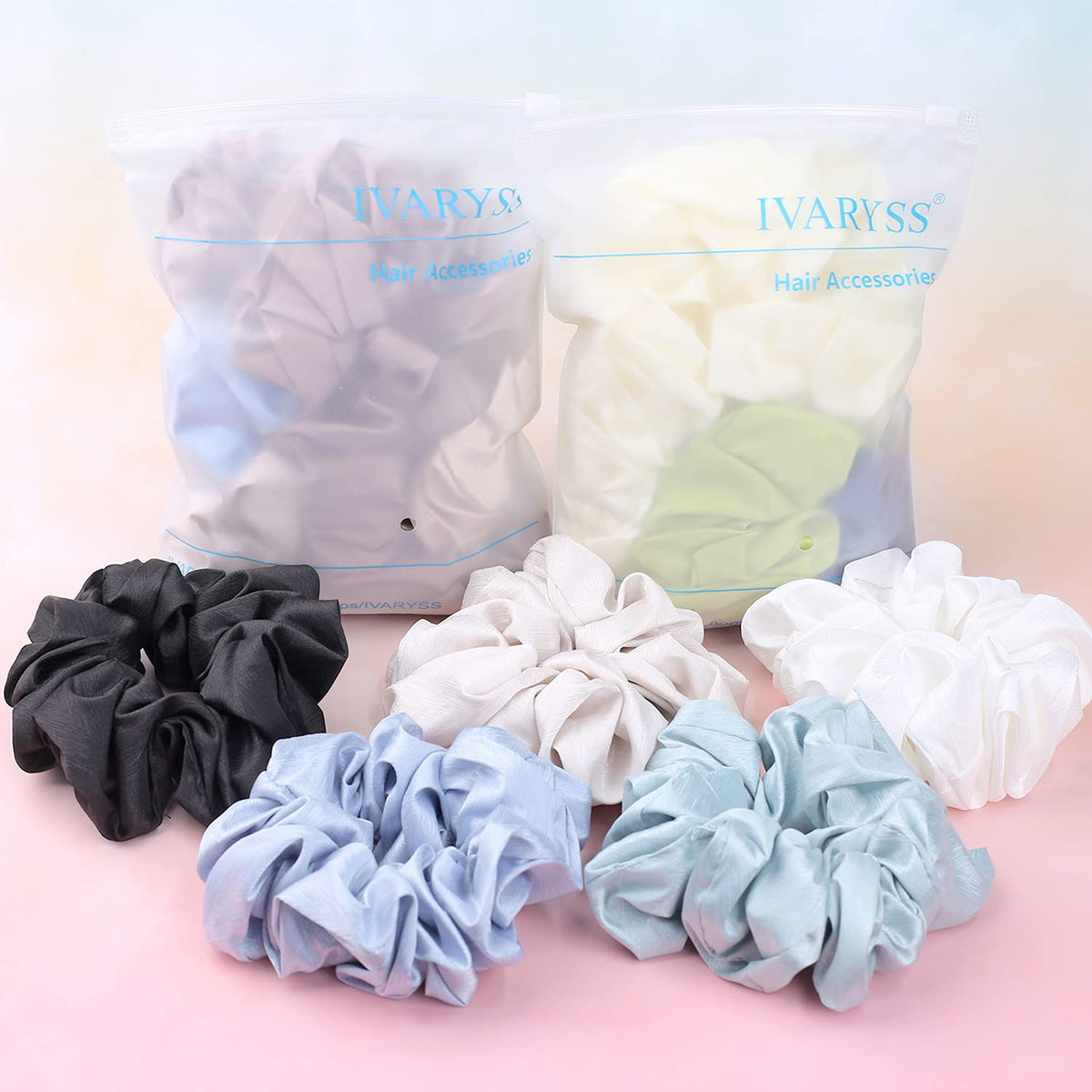 IVARYSS lifestyle flatlay with outfit, showing how scrunchies complement daily looks