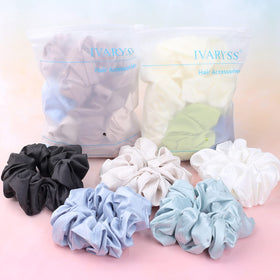 IVARYSS lifestyle flatlay with outfit, showing how scrunchies complement daily looks