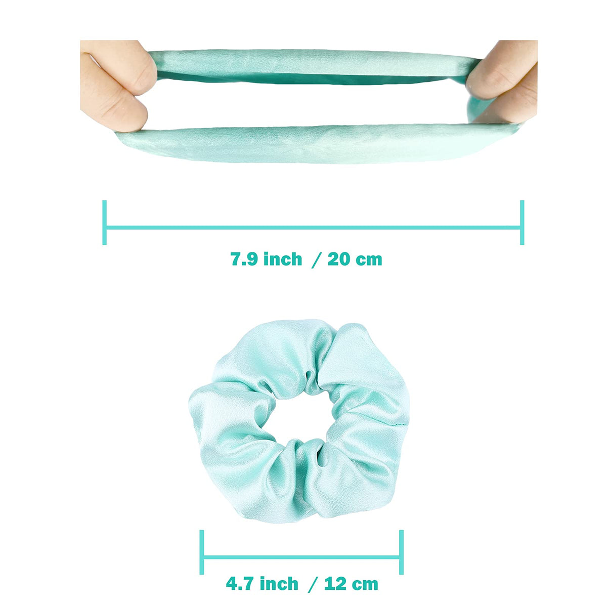 ivaryss scrunchie next to coin showing 4.7 inch diameter for scale