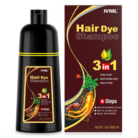 Ivnil bottle front view showing dark brown shade and easy-at-home benefit