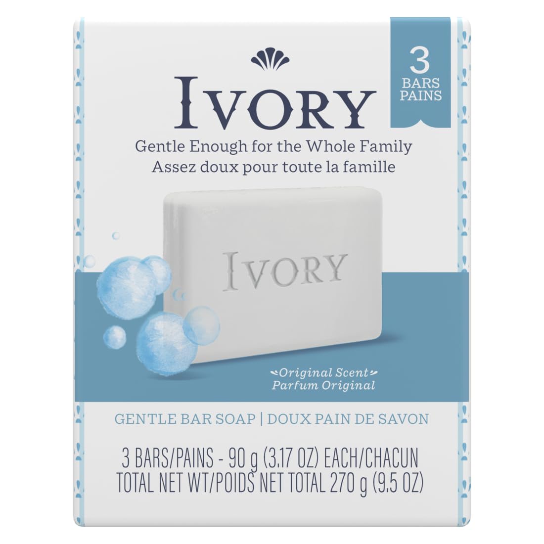 Procter & Gamble Ivory bar front packaging shows brand and clean styling