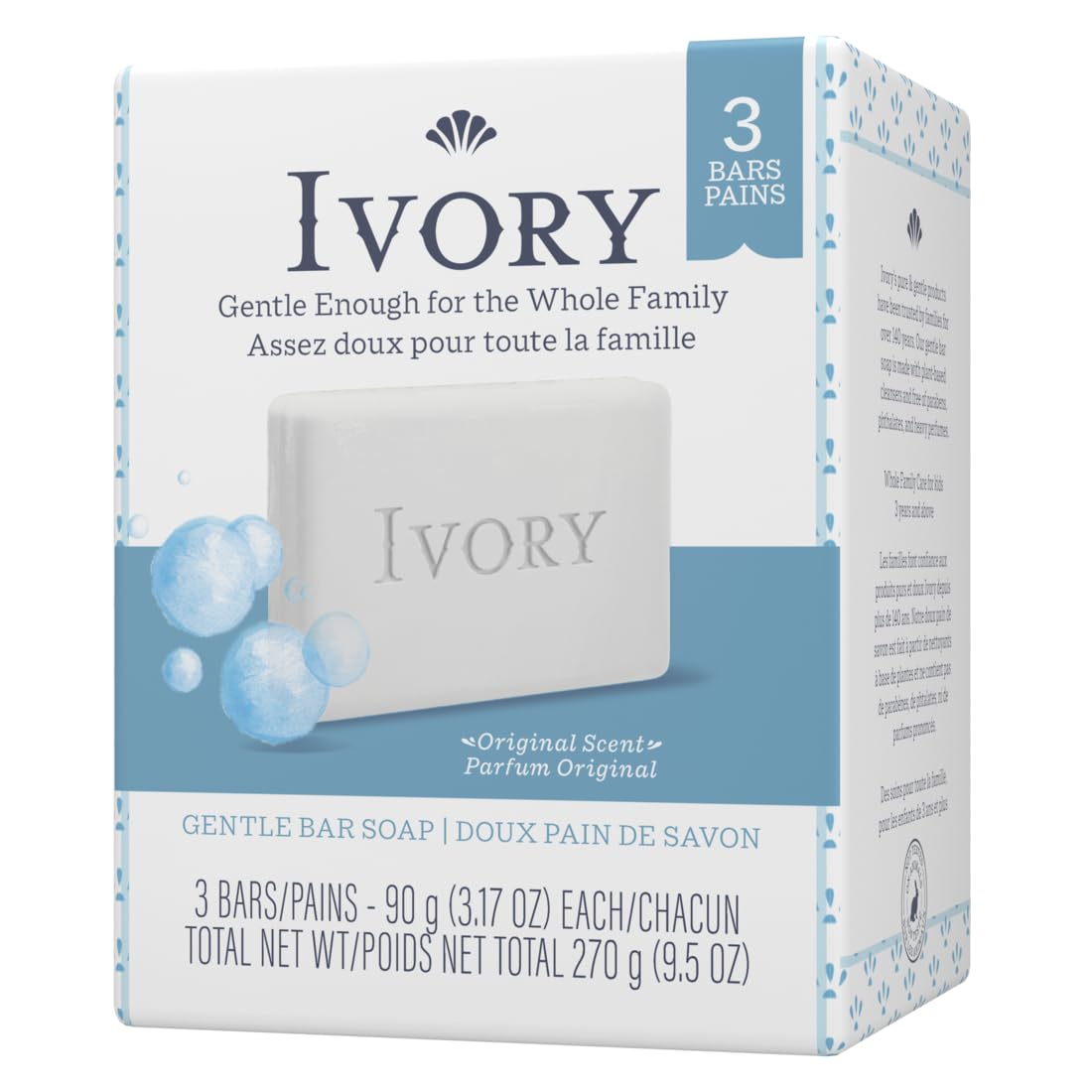 Procter & Gamble Ivory rectangular shape highlighting easy grip and use