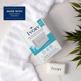 Ivory bars arranged in bathroom setting conveying family-friendly convenience