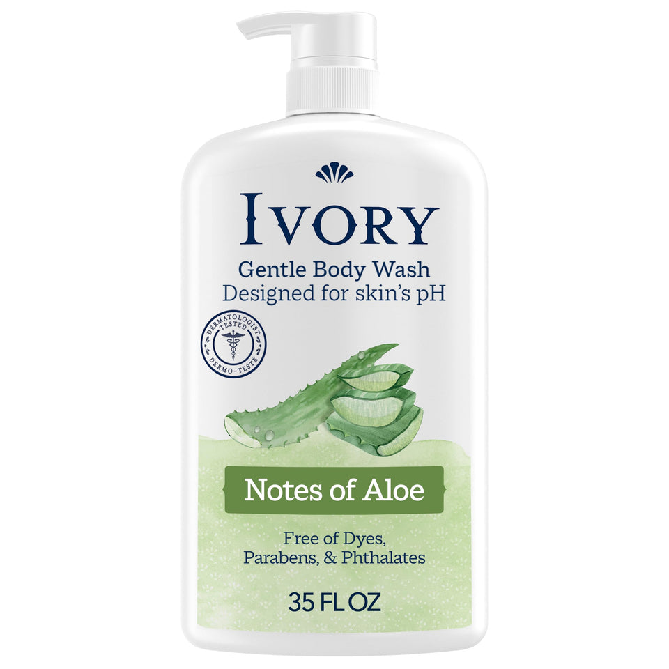 Ivory front packaging showing aloe scent and family-friendly features