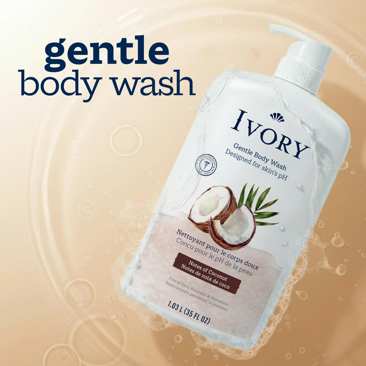 Ivory pump close-up for easy dispensing and family convenience