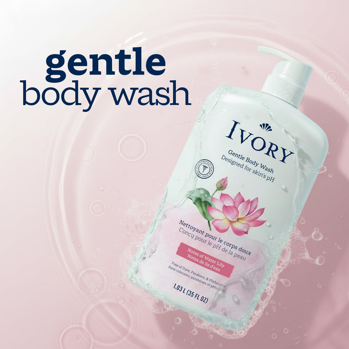Ivory bottle pump dispensing gentle wash for easy everyday use