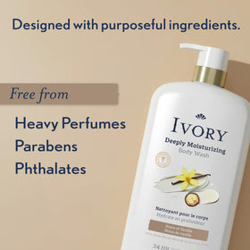 Ivory back label ingredients view showing transparent formula and benefits