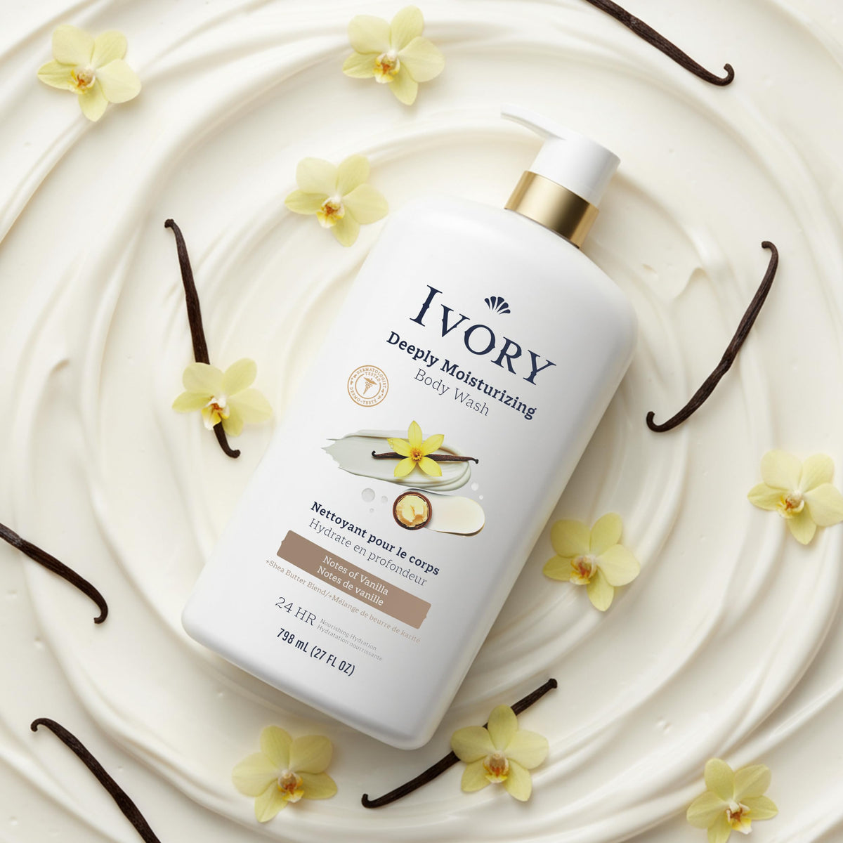 Ivory heritage display referencing eco-conscious, trusted family brand benefit
