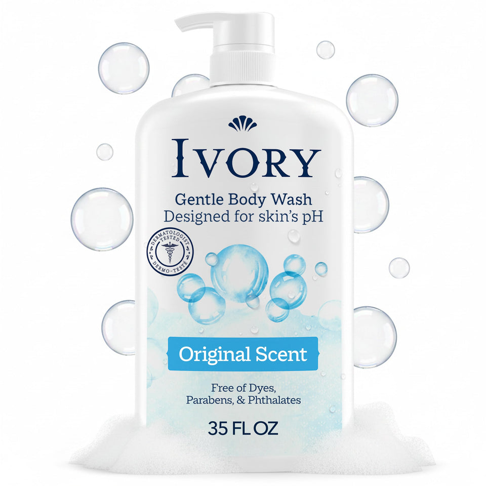 Ivory front packaging 35 oz bottle showing brand and gentle benefits