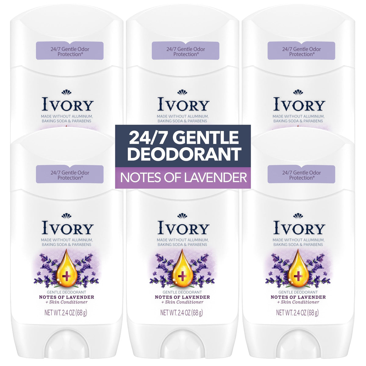 Ivory front packaging hint of lavender showing clean design and gentle protection
