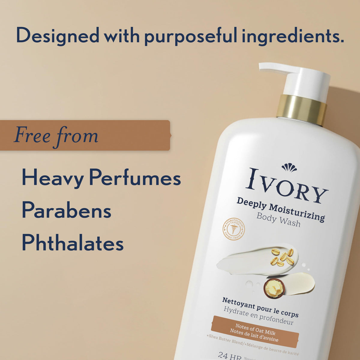 Ivory hand pouring wash illustrating controlled use and hydrating application benefit