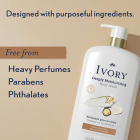 Ivory hand pouring wash illustrating controlled use and hydrating application benefit