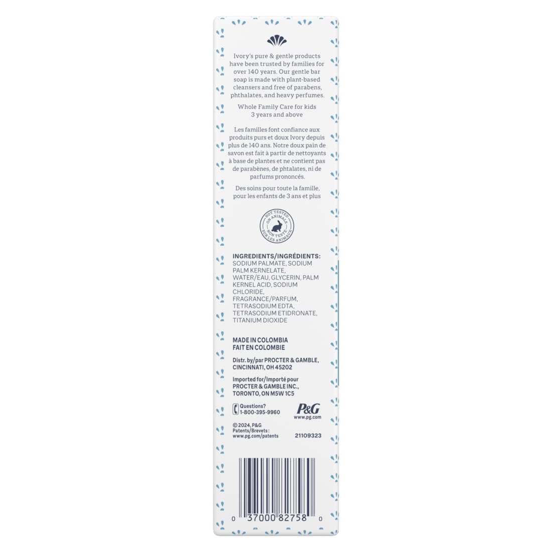 Ivory label close-up showing simple ingredients for fewer irritants