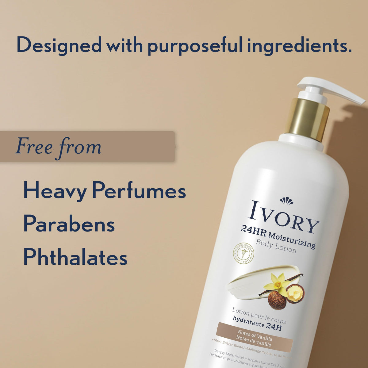 Ivory lotion applied on hand showing immediate absorption and softness benefit
