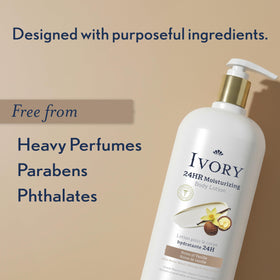 Ivory lotion applied on hand showing immediate absorption and softness benefit