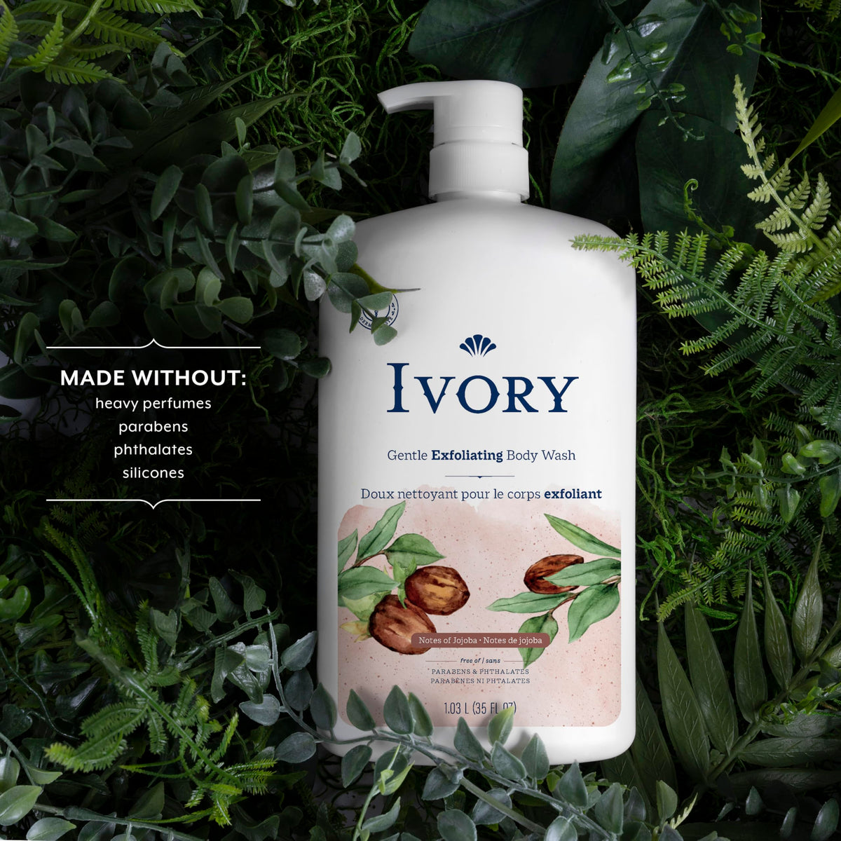 Ivory pump dispensing creamy body wash texture for easy daily use