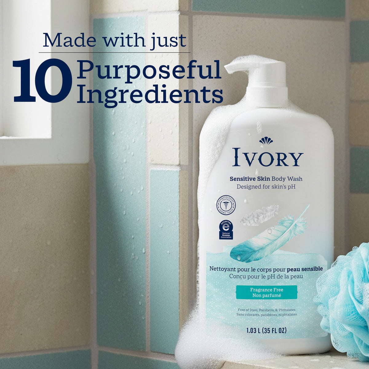 Ivory Sensitive 35 oz next to common household item to show large family size