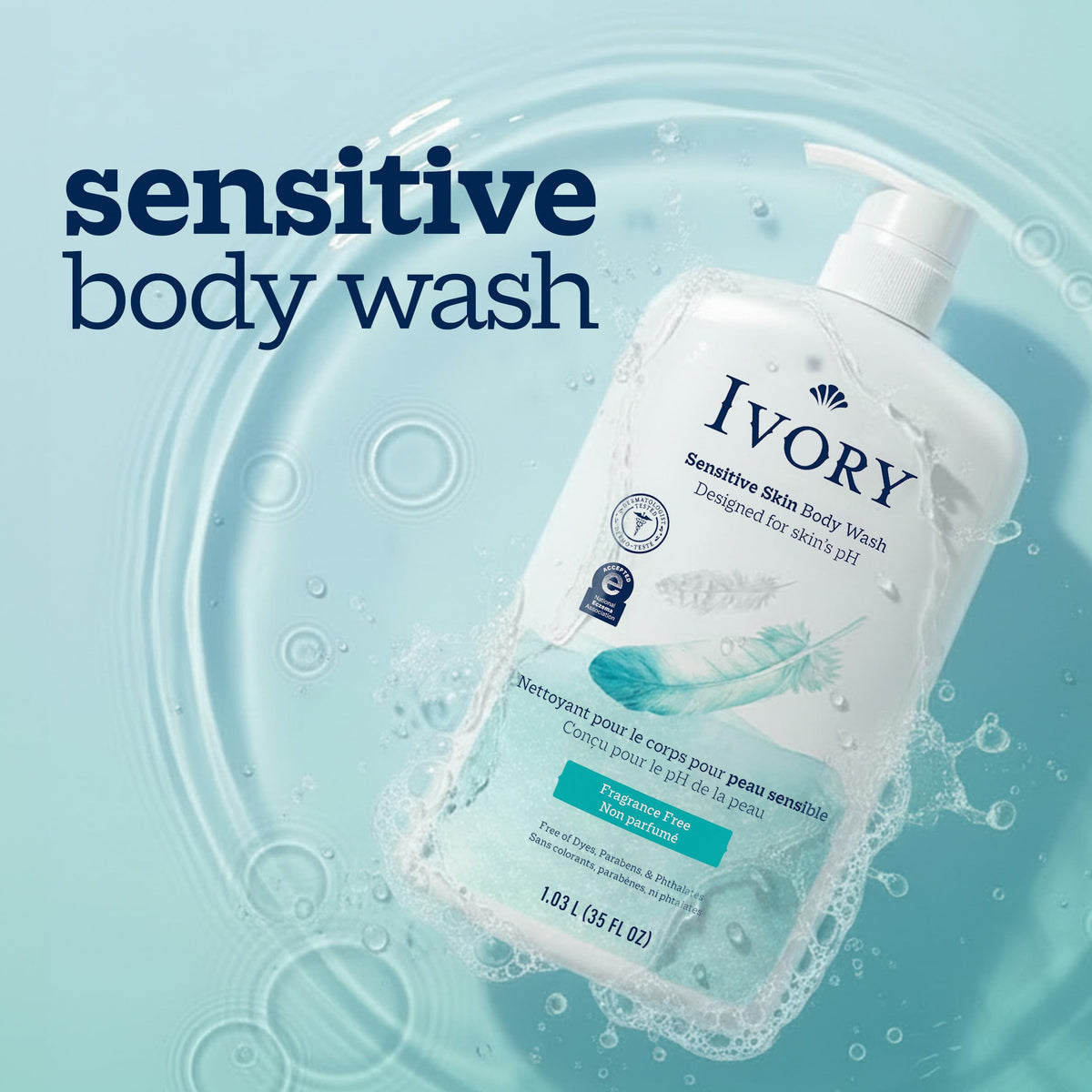 Lather texture from Ivory Sensitive showing gentle foam and soft cleansing